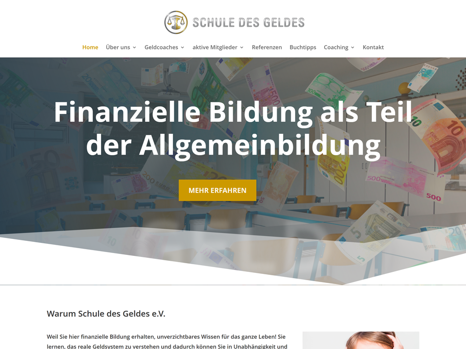 Die Website der Schule des Geldes